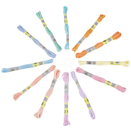 12Skeins 12 Colors Cotton Embroidery Floss OCOR-CY0004-93-1