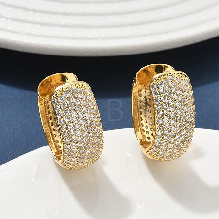Brass Micro Pave Clear Cubic Zirconia Hoop Earrings EJEW-C182-07C-G-1