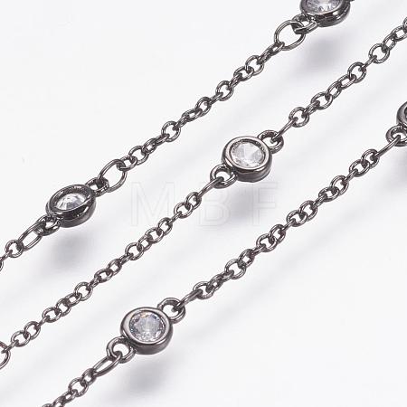 Handmade Brass Cubic Zirconia Chains CHC-P0005-04B-1