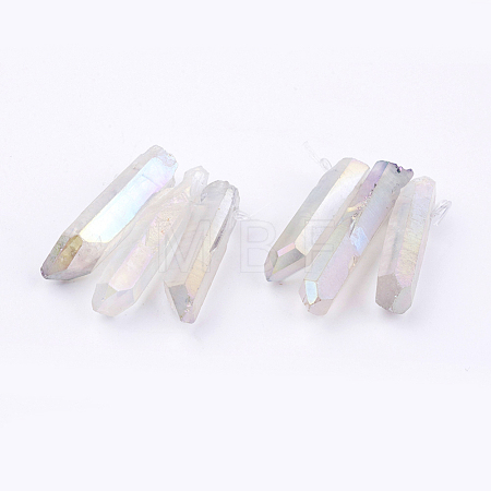 Electroplated Natural Quartz Crystal Graduated Beads Strands X-G-P315-A10-1