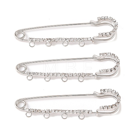 Iron Rhinestone Safety Pins Brooch Findings JEWB-E045-01B-P-1
