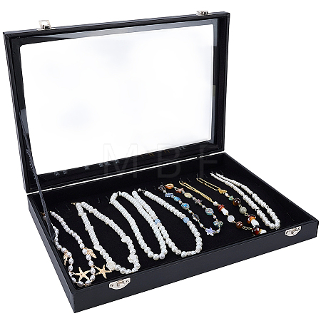 Wood Coverd with PU Leather Necklaces Display Cases AJEW-WH20054-340A-1