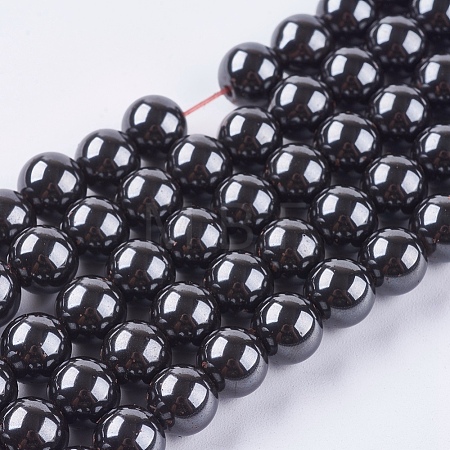 Magnetic Synthetic Hematite Beads Strands X-G-Q893-8mm-1
