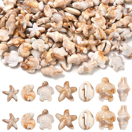 140Pcs 7 Styles Ocean Theme Opaque Acrylic Beads SACR-YW0002-12-1
