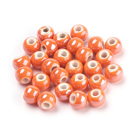 Glazed Porcelain Beads PORC-D001-8mm-18-1