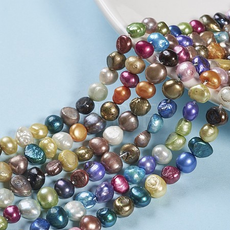 Dyed Natural Cultured Freshwater Pearl Beads Strands PEAR-R012-20-1