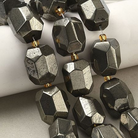 Natural Gold Pyrite/Golden Pyrite Beads Strands G-G459-C01-01-1