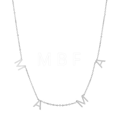 Non-Tarnish Stainless Steel Word MAMA Pendant Necklace with Cable Chains for Mother's Day LETT-PW0002-10A-1