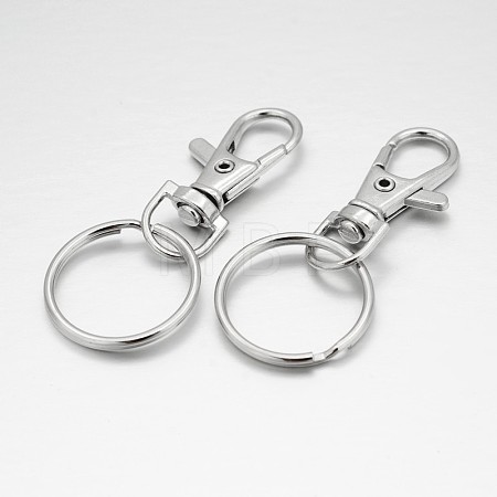 Alloy Swivel Clasps with Iron Key Rings X-PALLOY-O058-02-1