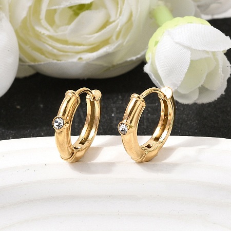 304 Stainless Steel Rhinestone Hoop Earrings EJEW-P344-06G-1