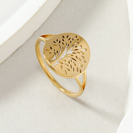 Tree of Life 201 Stainless Steel Finger Rings FS-WG3B6B9-07-1