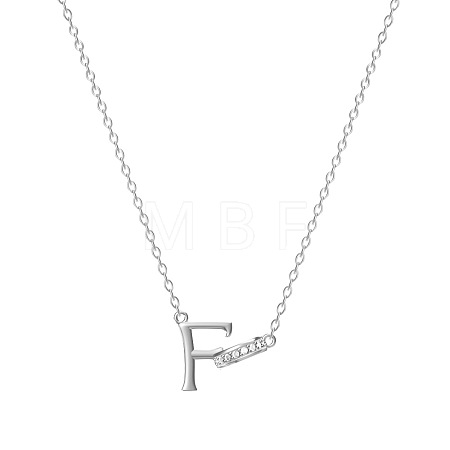 304 Stainless Steel Crystal Rhinestone Initial Pendant Necklaces FS-WGCEFCC-06-1