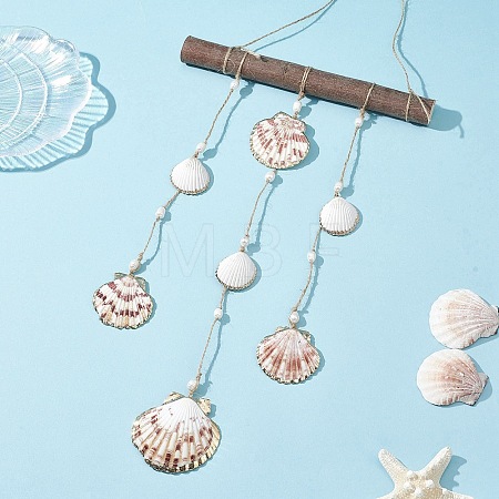 Electroplate Sea Shell Hanging Ornaments HJEW-JM04538-1