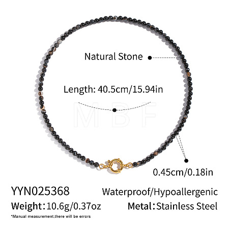 Autumn Winter Natural Black Agate(Dyed & Heated) Round Beaded Necklaces TB0326-2-1