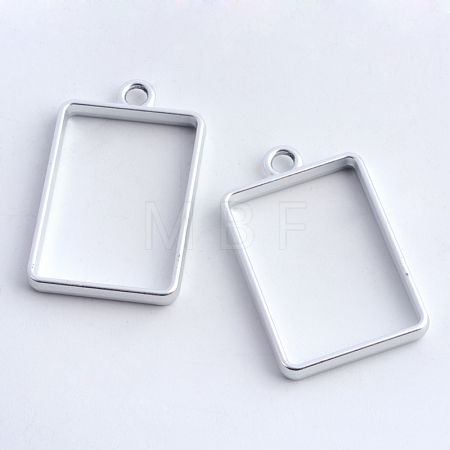 Rack Plating Alloy Rectangle Open Back Bezel Pendants X-PALLOY-S047-28B-FF-1