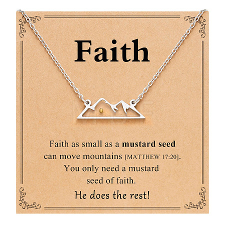 Mountain 201 Stainless Steel Mustard Seed Pendant Necklaces for Women WG511AE-04-1