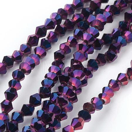 Electroplate Glass Beads Strands EGLA-J026-3mm-F17-1