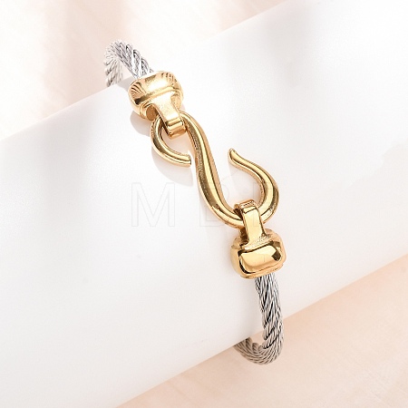 Duo Tone 304 Stainless Steel Twisted Rope Cuff Bangles with S Clasps for Women SA-CBA2192-02GP-1