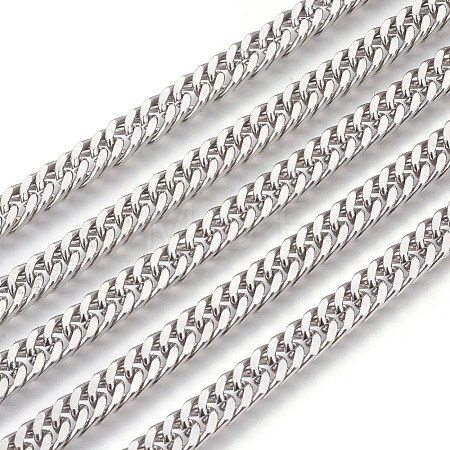 Tarnish Resistant 201 Stainless Steel Cuban Link Chains CHS-L017-17C-1
