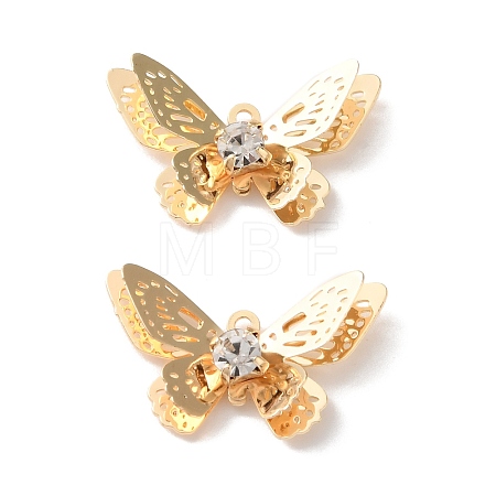Brass Rhinestone Pendants KK-Z164-02G-1