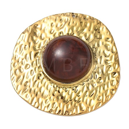 Hammered 304 Stainless Steel & Resin Pendants SA-CBAF3AB-06G-1