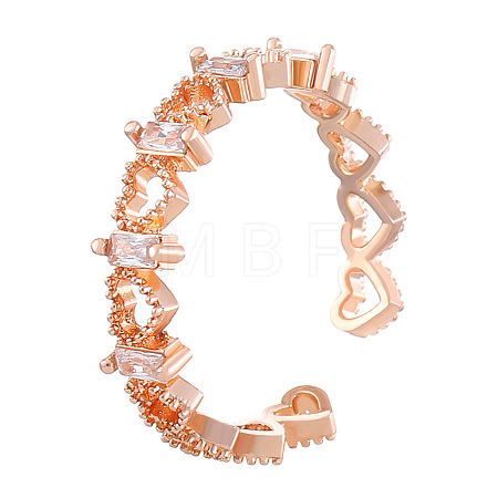 Brass Micro Pave Clear Cubic Zirconia Cuff Open Rings for Women FS-WGE0131-03-1
