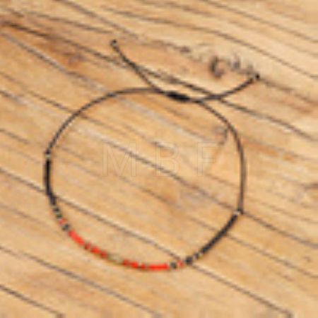 Glass Seed Bead & Brass Beads Braided Bead Bracelets DN7450-3-1