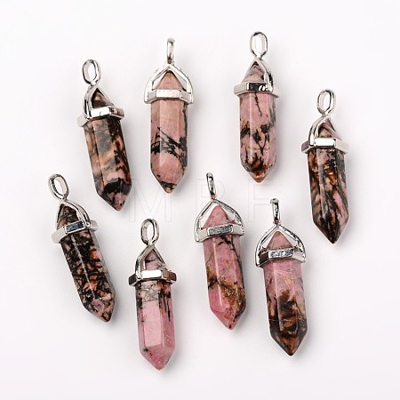 Natural Rhodonite Double Terminated Pointed Pendants G-F295-05D-1