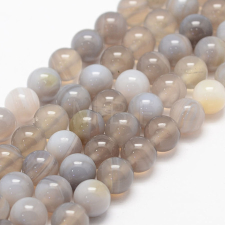 Natural Striped Agate/Banded Agate Bead Strands X-G-K155-D-8mm-02-1
