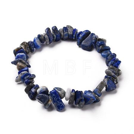 Natural Lapis Lazuli Chip Beads Stretch Bracelets BJEW-JB05765-06-1