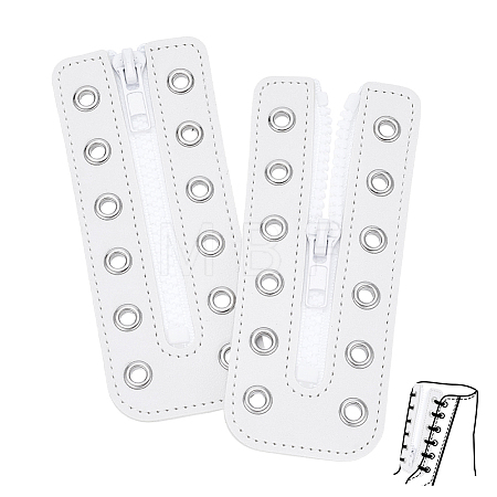 PU Leather Lace-in Boot Zipper Inserts DIY-WH0750-404A-1