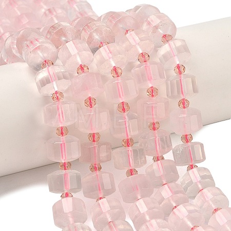 Natural Rose Quartz Beads Strands G-G453-G09-7x12mm-1