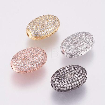 Brass Micro Pave Cubic Zirconia Beads KK-P116-21-1