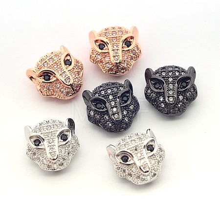 Brass Micro Pave Cubic Zirconia Leopard Beads ZIRC-L007-41-1
