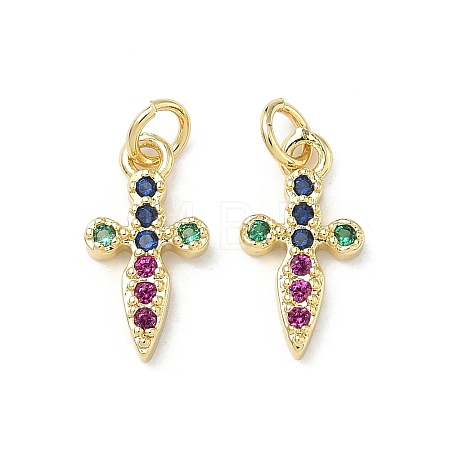 Brass Micro Pave Cubic Zirconia Pendants KK-P350-03G-1