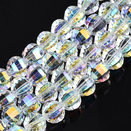 Electroplate Transparent Glass Beads Strands EGLA-N002-30-C01-1