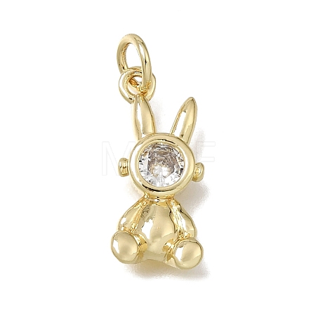 Brass Micro Pave Clear Cubic Zirconia Pendants CU-L001-18G-02-1
