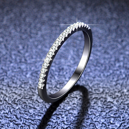 Rhodium Plated 925 Sterling Silver Micro Pave Cubic Zirconia Plain Band Rings WGF7D9C-15-1