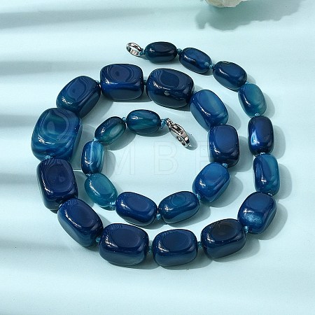 Dyed Natural Agate Cuboid Graduated Beaded Necklaces with Alloy Clasps NJEW-C113-01H-1