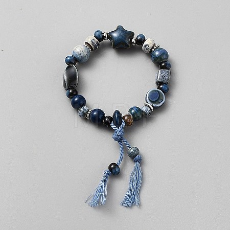 Polyester Tassel Cord Charm Bracelets BJEW-WH0016-103-1