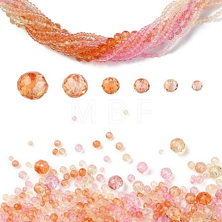 6 Styles Gradient Color Transparent Painted Glass Beads Strands DGLA-YW0001-28T-1