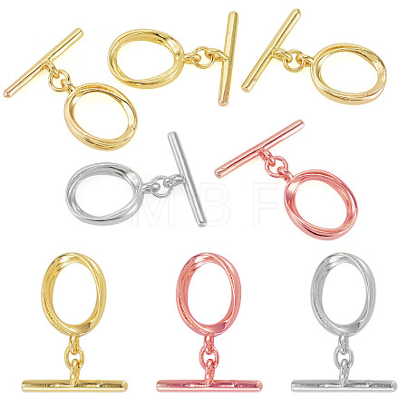 5Pcs Oval Brass Toggle Clasps KK-TADJ0001-24-1