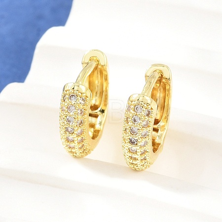 Brass Micro Pave Cubic Zirconia Hoop Earrings KK-CBAD104-04G-C-1
