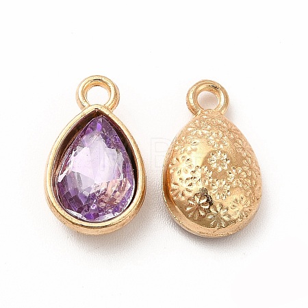 Faceted Glass Rhinestone Pendants GLAA-I051-A07-1