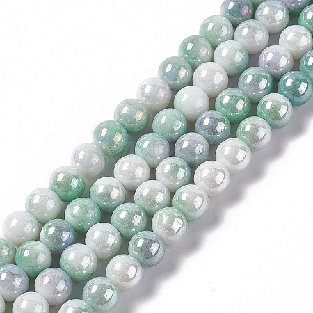 Electroplated Glass Beads Strands X-GLAA-C023-01B-1