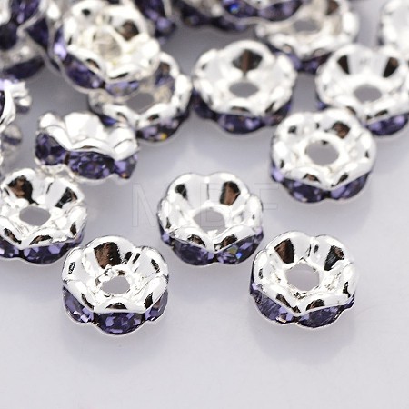 Brass Rhinestone Spacer Beads RB-A014-L6mm-18S-NF-1