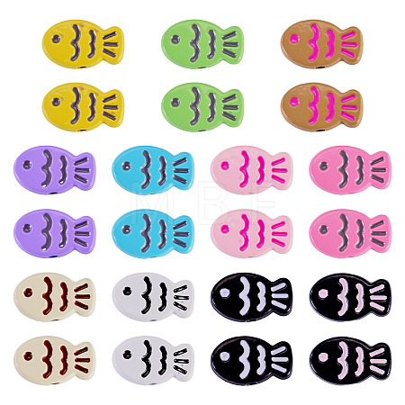 44Pcs 11 Colors Fish Spray Painted Alloy Enamel Beads FIND-TA0010-35-1
