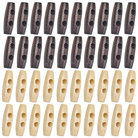 40Pcs 2 Colors Natural Wood Buttons FIND-GF0009-92-1