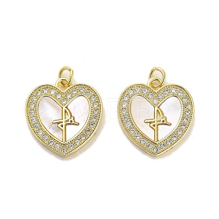 Brass Micro Pave Clear Cubic Zirconia Pendants KK-K365-04E-G-1