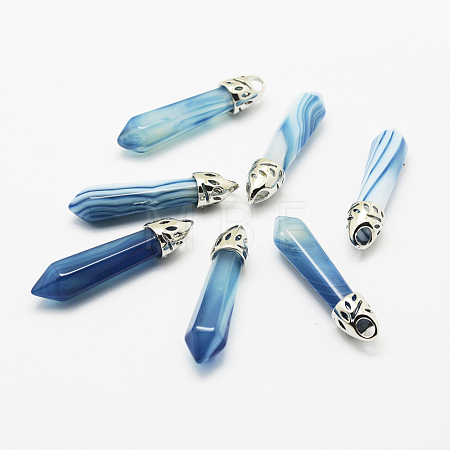 Dyed Bullet Natural Agate Pointed Pendants X-G-E332-C01-1